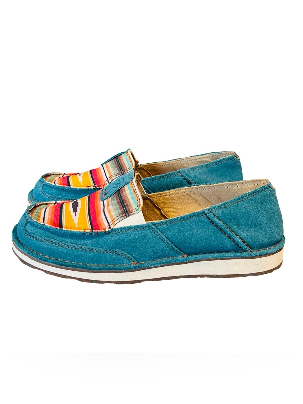 Ariat Women’s Sz 9 NWOT Teal Flats Suede Serape Cruiser 10044530 Slip On - Picture 3 of 11